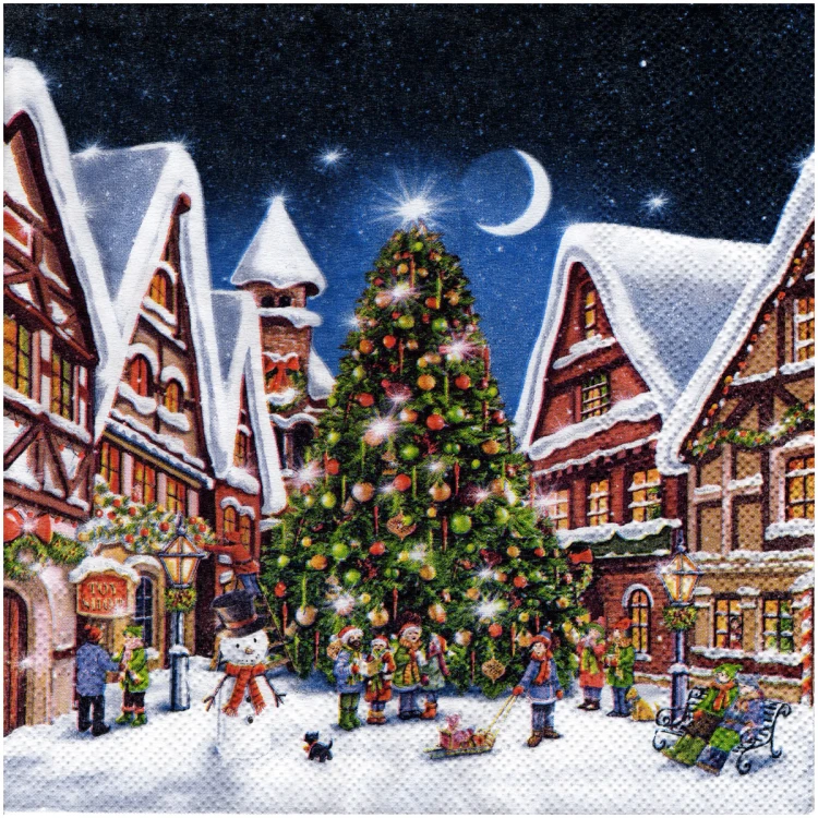 Serwetka do decoupage 33x33cm - Christmas market świąteczne miasteczko #1