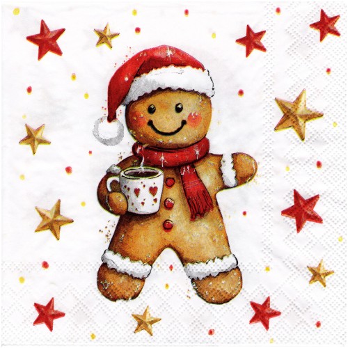 Serwetka do decoupage 33x33cm - Cocoa and cookie ciasteczkowy ludzik #1