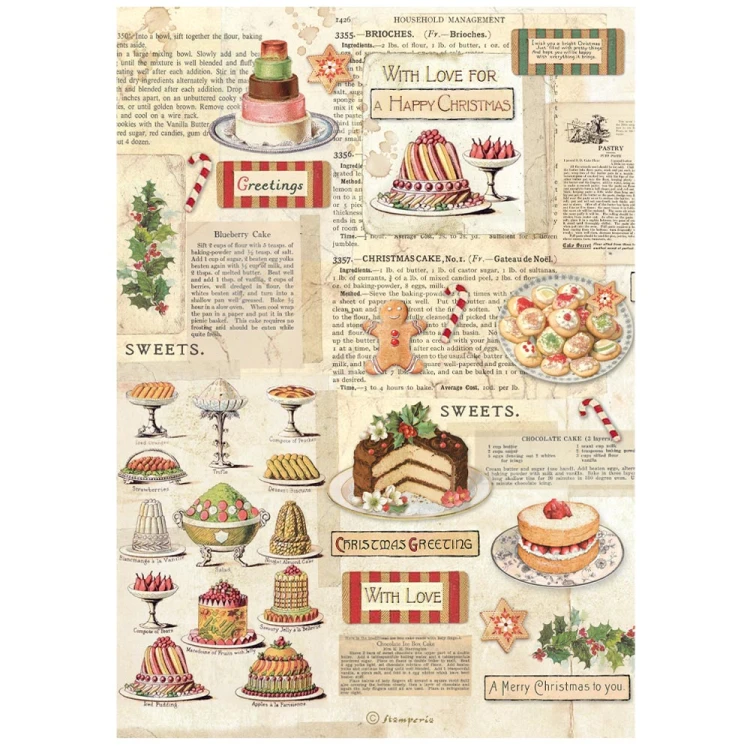 Papier ryżowy A4 - Stamperia - Classic Christmas słodkości #1
