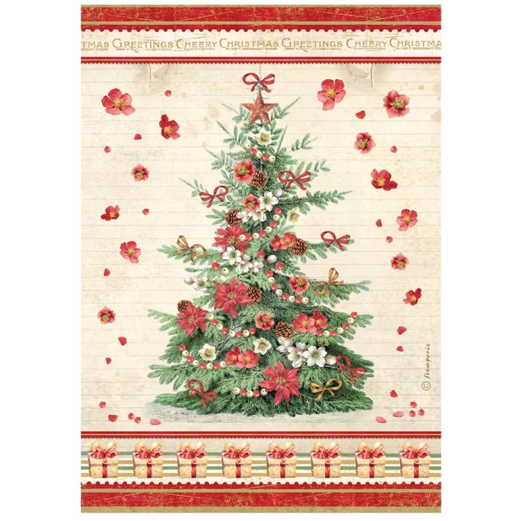 Papier ryżowy A4 - Stamperia - Classic Christmas choinka #1