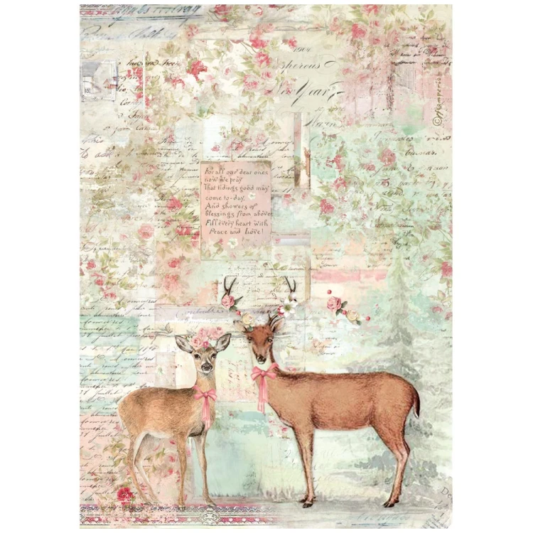 Papier ryżowy A4 - Stamperia - Winter Magic jeleń #1