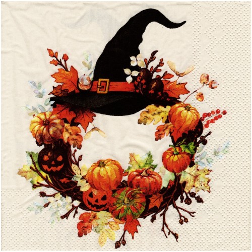 Serwetka do decoupage 33x33cm - Witch Wreath wianek Halloween #1