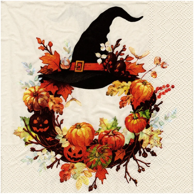 Serwetka do decoupage 33x33cm - Witch Wreath wianek Halloween #1