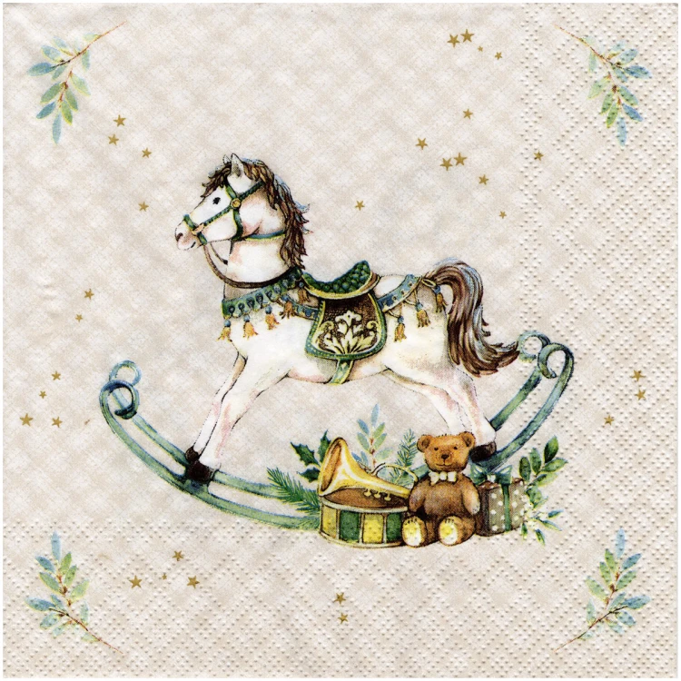 Serwetka do decoupage 33x33cm - Nostalgic Rocking Horse konik na biegunach #1