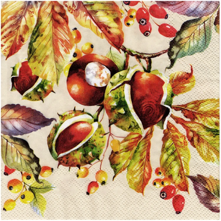 Serwetka do decoupage 33x33cm - Chestnut Magic kasztany #1