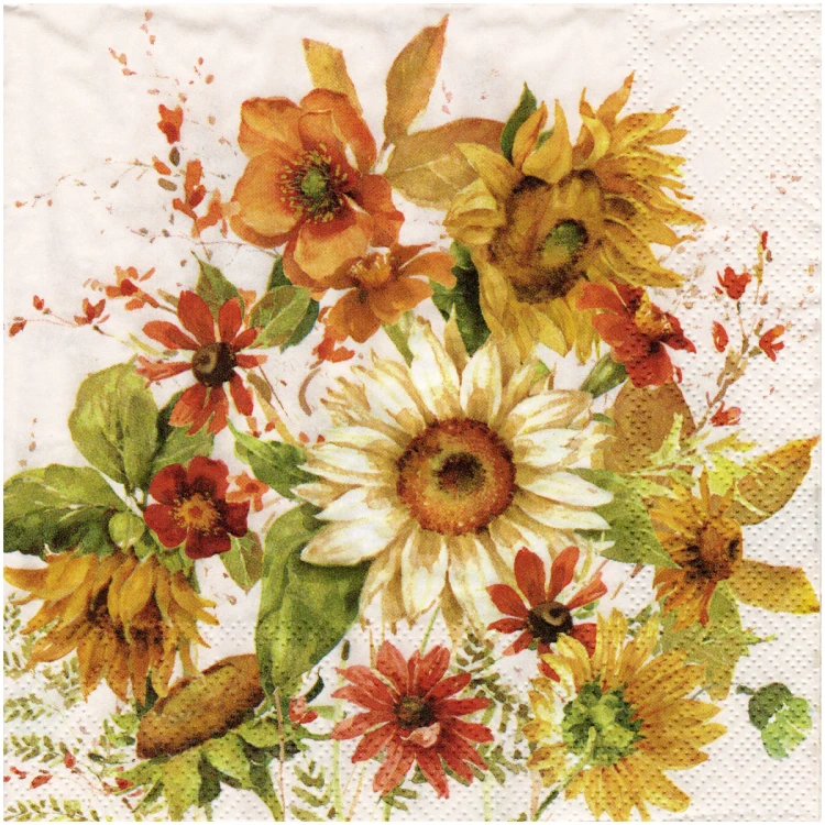 Serwetka do decoupage 33x33cm - Late Summer Flowers kwiaty #1
