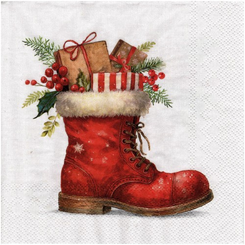 Serwetka do decoupage 33x33cm - Christmas Boot świąteczny but #1