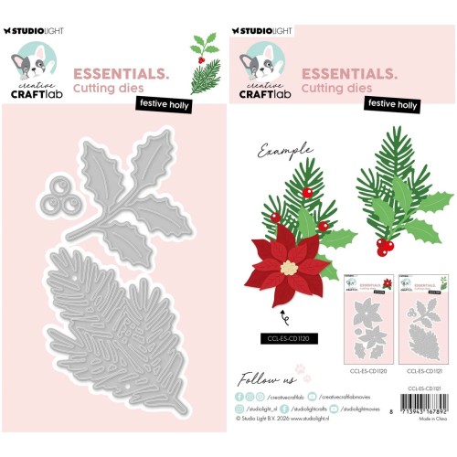 Wykrojnik do papieru - StudioLight - Festive holly ostrokrzew, gałązka #1