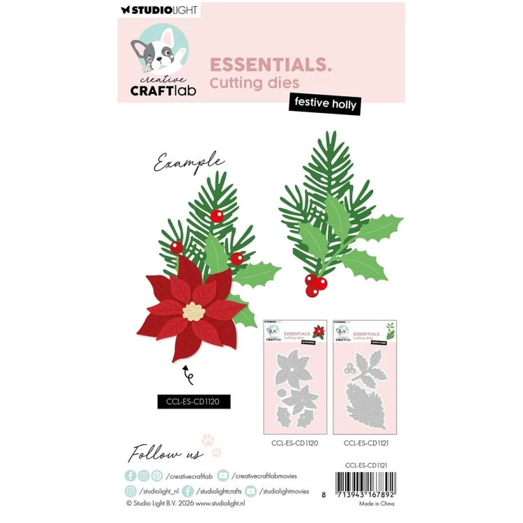 Wykrojnik do papieru - StudioLight - Festive holly ostrokrzew, gałązka #3