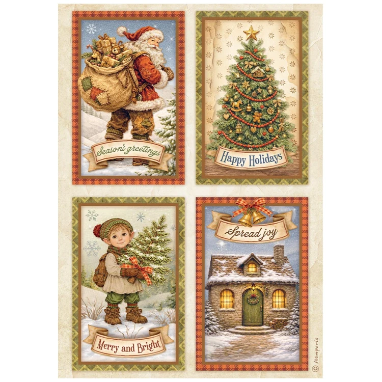 Papier ryżowy A4 - Stamperia - Silent Night 4 karty #1