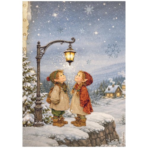 Papier ryżowy A4 - Stamperia - Silent Night latarnia #1