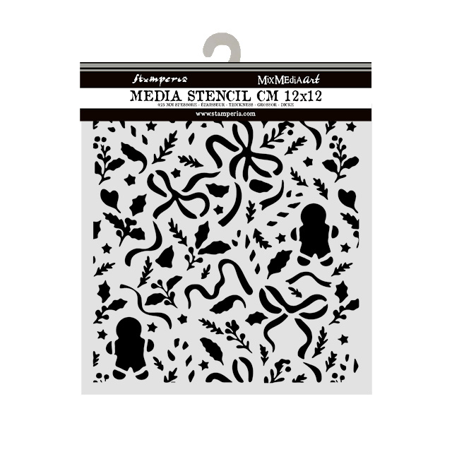 Szablon mix media 3D 12x12cm - Wstążki i pierniczki - Stamperia  #2