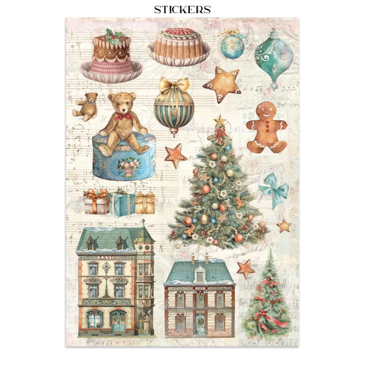 Zestaw papierów, naklejek i elementów Junk Journal - Winter Magic - Stamperia  #11