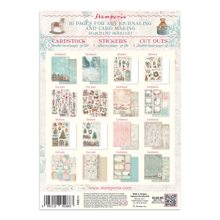 Zestaw papierów, naklejek i elementów Junk Journal - Winter Magic - Stamperia  #20