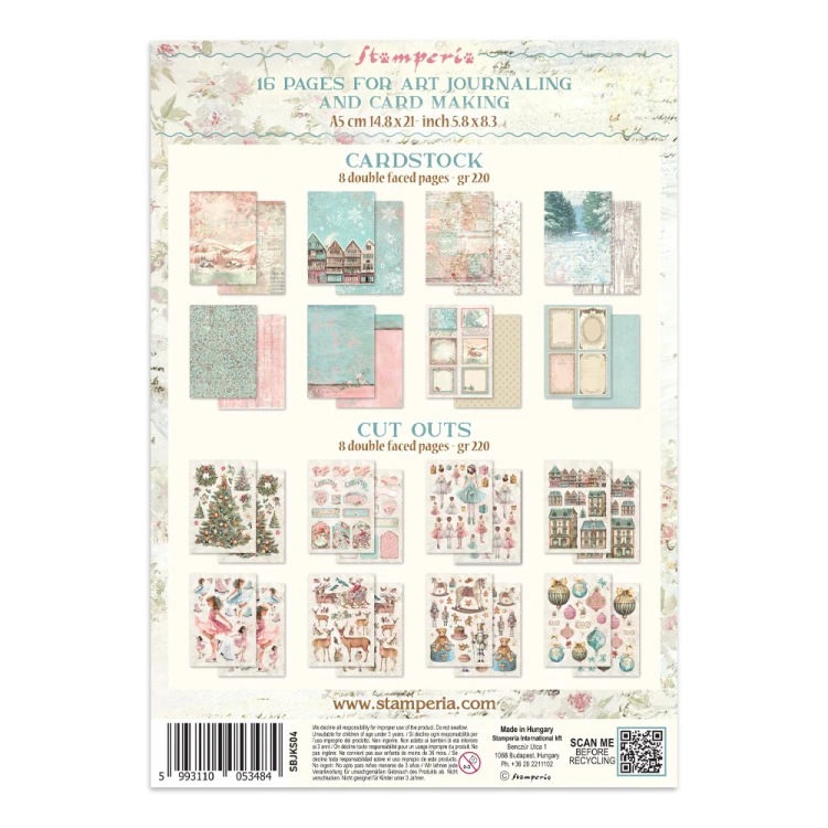 Zestaw papierów, naklejek i elementów Junk Journal - Winter Magic - Stamperia  #20