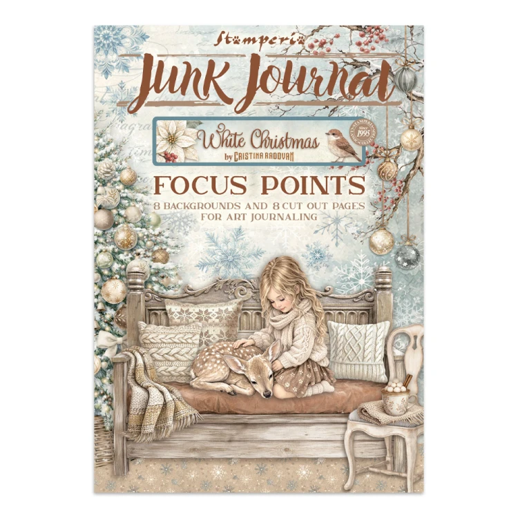 Zestaw papierów, naklejek i elementów Junk Journal - White Christmas - Stamperia  #1
