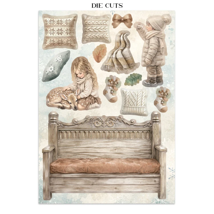 Zestaw papierów, naklejek i elementów Junk Journal - White Christmas - Stamperia  #11