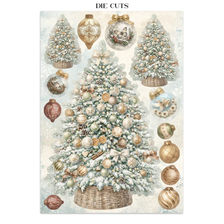Zestaw papierów, naklejek i elementów Junk Journal - White Christmas - Stamperia  #12