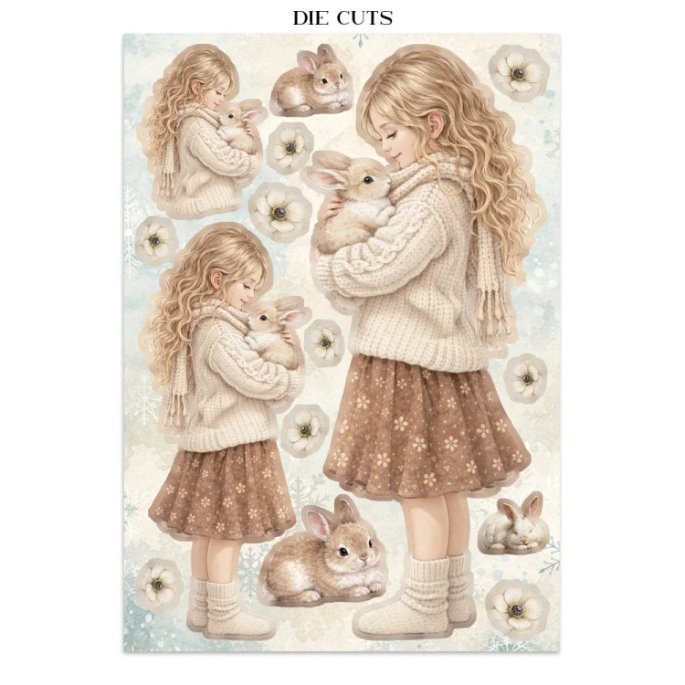 Zestaw papierów, naklejek i elementów Junk Journal - White Christmas - Stamperia  #15