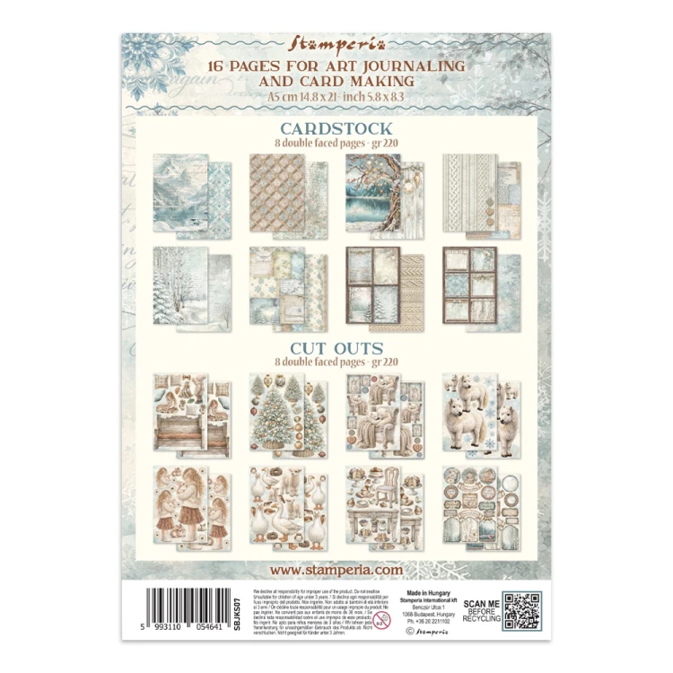 Zestaw papierów, naklejek i elementów Junk Journal - White Christmas - Stamperia  #19