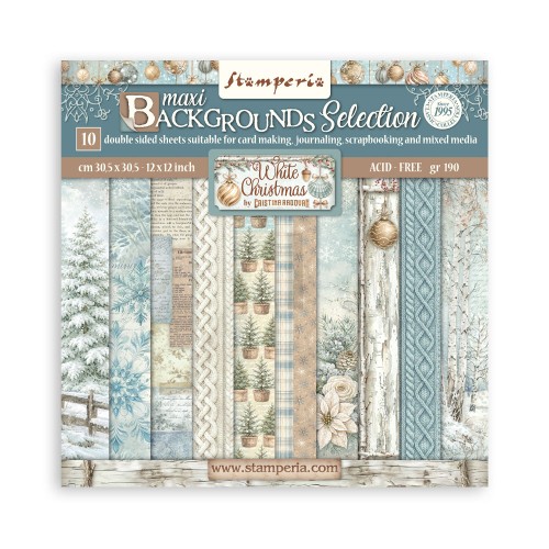 Zestaw papierów do scrapbookingu 30x30 - White Christmas tła - Stamperia #1