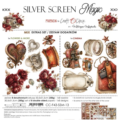 Zestaw dodatków do scrapbookingu  - Craft o'clock - Silver Screen Magic -  MIX #1