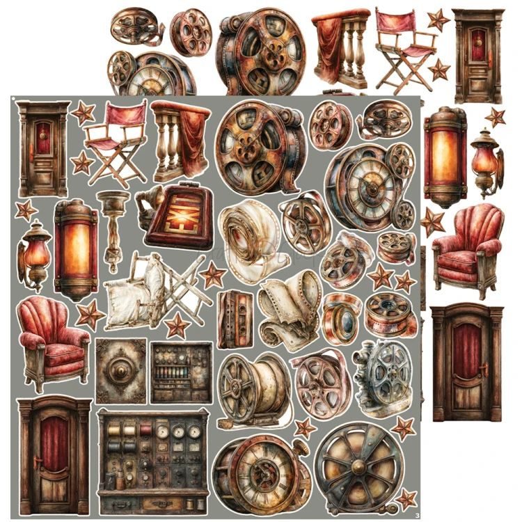 Zestaw dodatków do scrapbookingu - Craft o'clock - Silver Screen Magic - Cinema #4