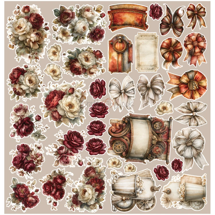 Zestaw dodatków do scrapbookingu - Craft o'clock - Silver Screen Magic - Flowers #5