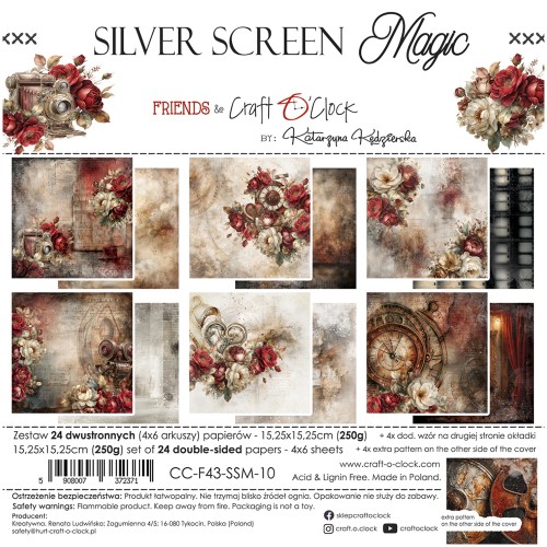Zestaw papierów do scrapbookingu 15x15 - Craft o'clock - Silver Screen Magic #1