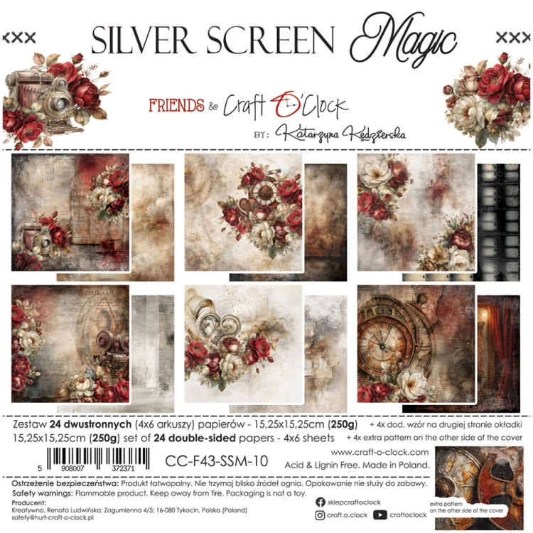 Zestaw papierów do scrapbookingu 15x15 - Craft o'clock - Silver Screen Magic #1