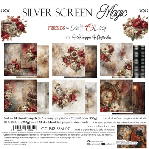Zestaw papierów do scrapbookingu 20x20 - Craft o'clock - Silver Screen Magic #1