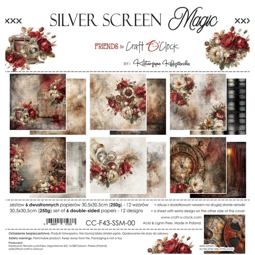 Zestaw papierów do scrapbookingu 30x30 - Craft o'clock - Silver Screen Magic #1