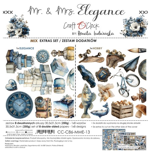 Zestaw dodatków do scrapbookingu  - Craft o'clock - Mr & Mrs Elegance -  MIX #1
