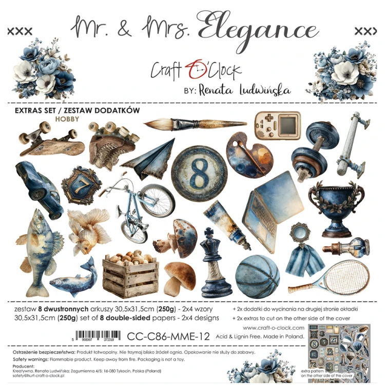 Zestaw dodatków do scrapbookingu - Craft o'clock - Mr & Mrs Elegance - Hobby #1