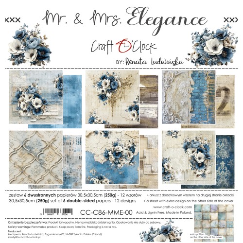 Zestaw papierów do scrapbookingu 30x30 - Craft o'clock - Mr & Mrs Elegance #1