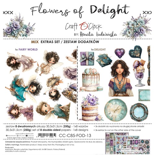 Zestaw dodatków do scrapbookingu  - Craft o'clock - Flowers of Delight -  MIX #1