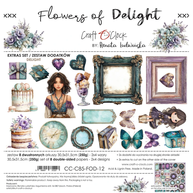 Zestaw dodatków do scrapbookingu - Craft o'clock - Flowers of Delight - delight #1