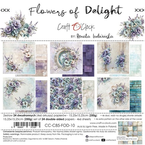 Zestaw papierów do scrapbookingu 15x15 - Craft o'clock - Flowers of Delight #1