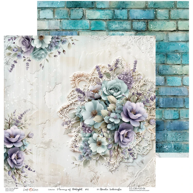 Zestaw papierów do scrapbookingu 30x30 - Craft o'clock - Flowers of Delight #7