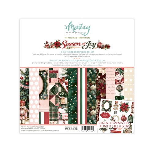 Zestaw papierów do scrapbookingu 20x20 - Mintay - Season of Joy #1