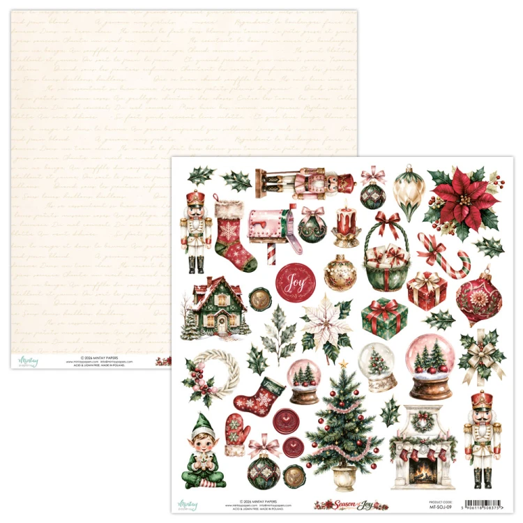 Papier z elementami do scrapbookingu 30x30 - Mintay - Season of Joy #1