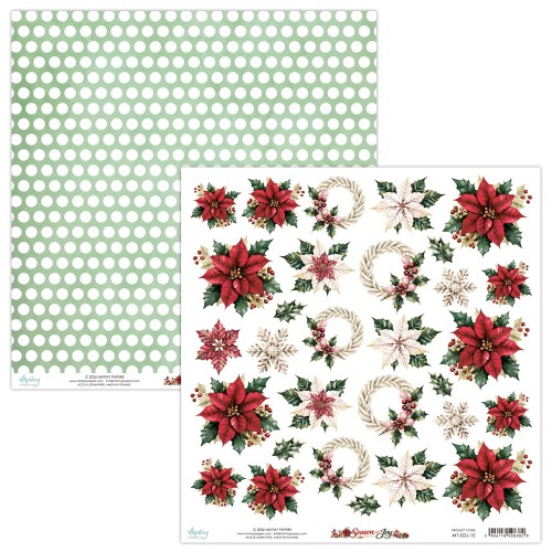 Papier z elementami do scrapbookingu 30x30 - Mintay - Season of Joy kwiaty #1