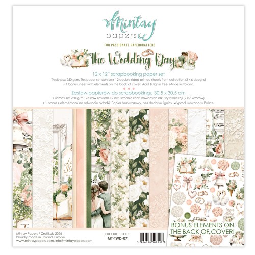 Zestaw papierów do scrapbookingu 30x30 - Mintay - The Wedding Day #1