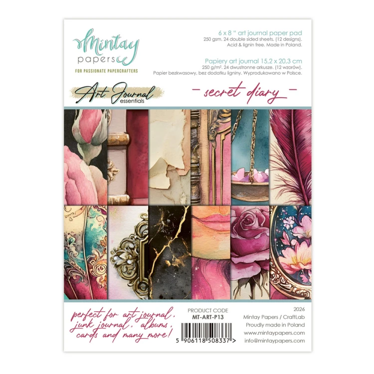 Zeszyt papierów do scrapbookingu Art Journal 15x20 - Mintay - Secret Diary #1