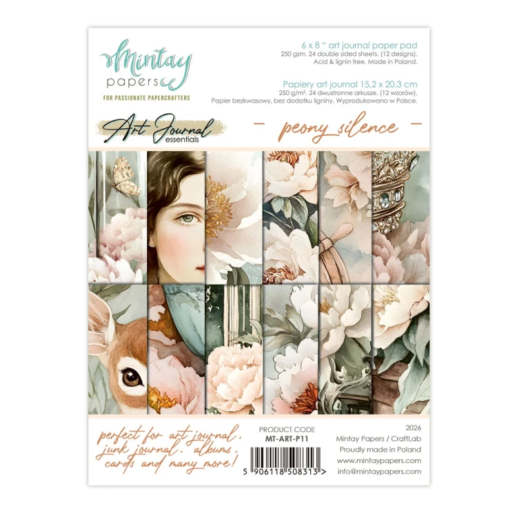 Zeszyt papierów do scrapbookingu Art Journal 15x20 - Mintay - Peony Silence #1