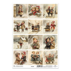 Zestaw tagów do scrapbookingu 0366 dzieci vintage, Boże Narodzenie