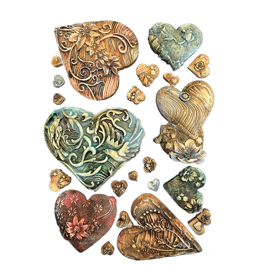 Foremka silikonowa - Alice in Christmas - serca - Stamperia