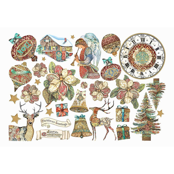 Papierowe samoprzylepne elementy Ephemera Cards - Stamperia - Christmas Greetings