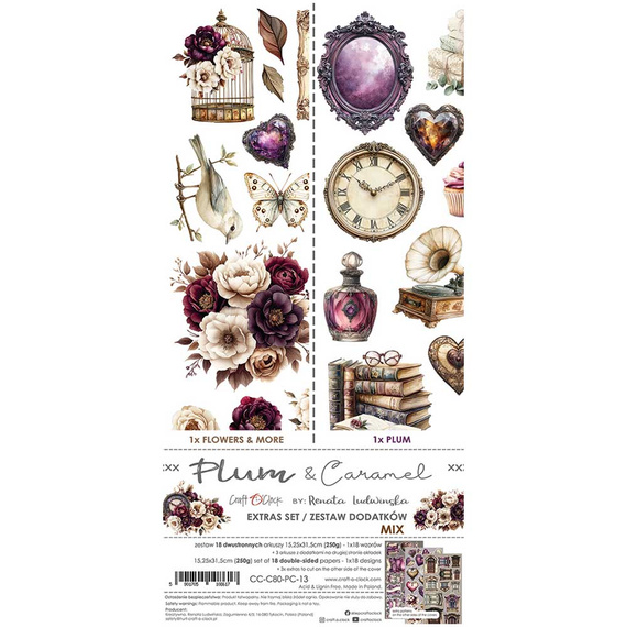 Zestaw dodatków do scrapbookingu - Craft o'clock - Plum & Caramel - MIX