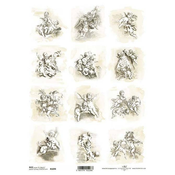 Papier ryżowy do decoupage ITD-R1694 anioły